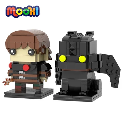 MOOXI Cartoon Series 292 Pieces MOC Bricks Black Dragon BrickHeadz Model Building Toy