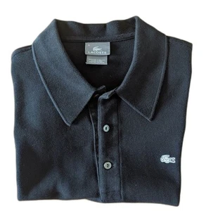 LACOSTE Mens Polo Shirt. 2 Buttons. Classic Black Lacoste. Size FR 5 or US L - Picture 1 of 5