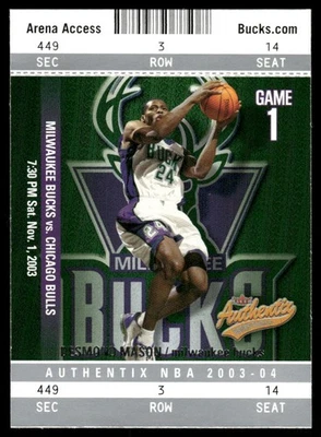 Desmond Mason 2003-04 Fleer Authentix Basketball #22 - Milwaukee Bucks - Image 1 of 2