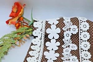 Off White Cotton Edge Flower Trim Vintage Crochet Lace Stitching Embellish 1 M - Picture 1 of 21