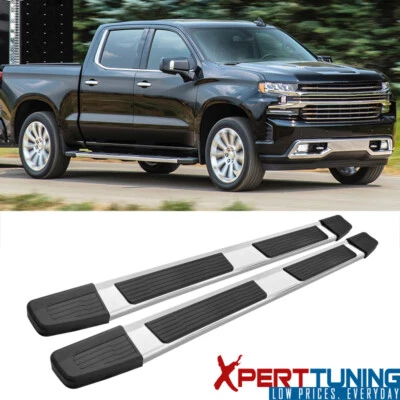 Fits 19-24 Chevy Silverado Sierra 1500 Crew Cab S6 Style Silver Side Step Bar Foto 1 de 4