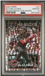 Tablero de láminas de béisbol 2024 Topps Elly De La Cruz plateado Crackle RC PSA 10 GEMA - Imagen 1 de 2