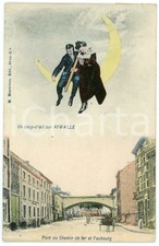 1905 BELGIQUE Coup d'oeil sur AYWAILLE Couple assis sur la lune - Carte postale