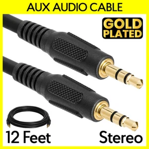 3,5 mm Kabel 12 Fuß AUX Stereo Kabel 1/8" Stecker Auxiliary Auto Lautsprecherkabel - Bild 1 von 3