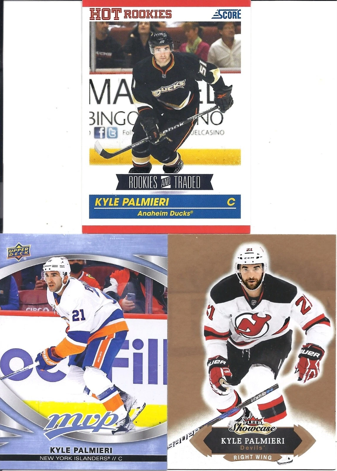 Kyle Palmieri 2010-11 Score Rookie Card 2016-17 Fleer 2023-24 Upper Deck MVP