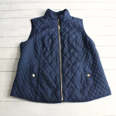 Chaleco chaqueta acolchada sin mangas Charter Club para mujer talla L cremallera completa azul marino Foto 1 de 4
