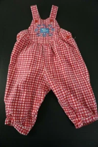 OshKosh Baby B'Gosh Overall Gr. 12 Mo Vintage rot weiß blau Blumen Seersucker - Bild 1 von 7