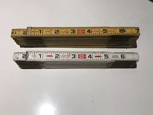 Righello prolunga pieghevole vintage legno Lufkin 5' e 6' piedi bianco giallo #2974 - Foto 1 di 2