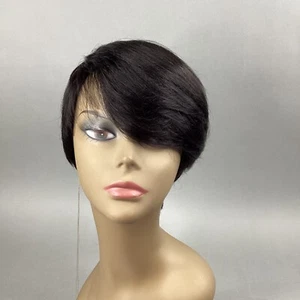 Nehye 1B Off Black Swoop Tapered Tapered 100% Human Hair Wig Adjustable by Outre - Picture 1 of 9