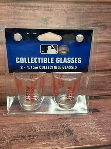 MLB Boston Red Sox Logo 1.75 oz 2 pk Collectible Shot Glasses By Boelter New - Picture 1 of 5