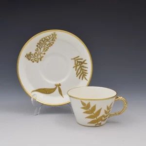 Fine Royal Worcester Porcelain Aesthetic Movement Style Gilt Cup & Saucer Antiqu - Picture 1 of 17
