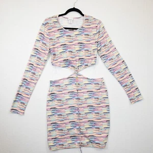 Vestido Rue 21 Bodycon Tubo Recortado Recortado Talla XL Arco Iris Teñido Espacial Manga Larga - Imagen 1 de 9