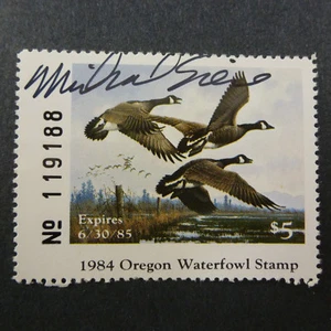 1984 Oregon Waterfowl $5 Stamp by Michael Sieve Artist Signed Stamp - Picture 1 of 5