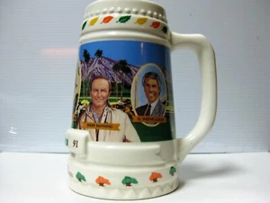 1991 OAK TREE HORSE RACING ALL-TIME WINNING TRAINERS MUG STEIN LUKAS WHITTINGHAM - Bild 1 von 6