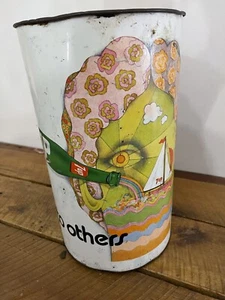 Vintage 1960s 7-UP Give Un To Others Trash Garbage Can Kim Whitesides Hippie Art - Picture 1 of 7