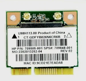 OEM HP Pavilion 15-f033wm WiFi Wireless Card U98H113.00 709505-001 709848-001 92 - Picture 1 of 1