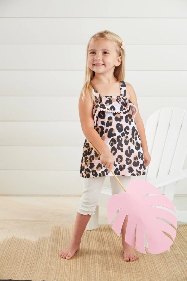 Top túnica y capri Mud Pie E1 Safari bebé niña leopardo 11010332 elige la talla Foto 1 de 1