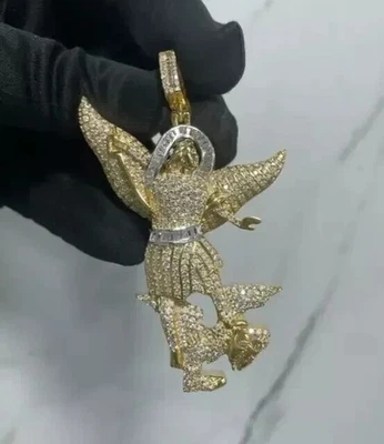 Men's 3Ct Round Cut Real Moissanite Saint Michael Pendant 14K Yellow Gold Plated - Image 1 of 4