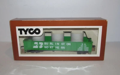 Vintage Tyco Train #341G Burlington Northern Gondola Car w/Pipes in Original Box - Image 1 of 4