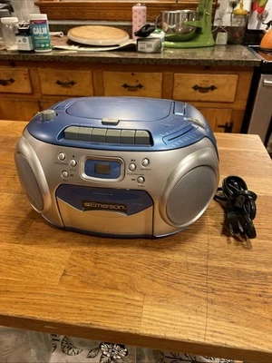 Emerson CD кассетный AM/FM радио бумбокс рекордер синий модель PD6548BL 2010 ретро - Изображение 1 из 4