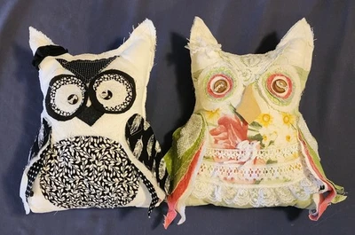 Juego de 2 almohadas de sofá caseras en forma de búho, 14 x 12 pulgadas, verde Foto 1 de 4