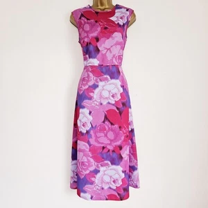 NEW Ex Wallis 8-22 Floral Print Stretch Pink White Red Shift Midi Occasion Dress - Picture 1 of 7