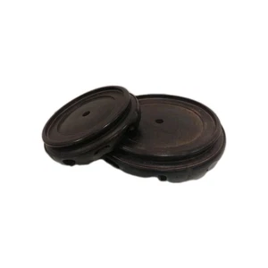 Two Round Black Carved Wood Flower Pot/ Planter/ Vase/ Lamp/Bonsai/ Statue Base - Picture 1 of 8