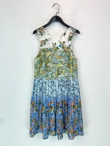 Oasis Sleeveless Multicoloured Floral Pleated Short Dress UK14 New - Picture 1 of 11