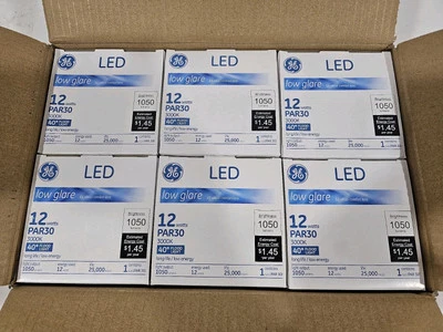 6pk GE 42131 LED Reflector Flood Light Bulb 12W PAR30 E26 3000K Dimmable 1050Lm - Image 1 of 4