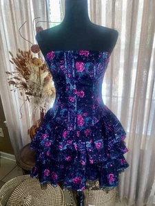 Betsey Johnson Vintage Floral Strapless Tulle RuffledDress Size 2 - Bild 1 von 12