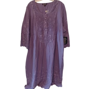 Vestido Roamans Mujer 22w Púrpura Algodón Encaje Detalle Cottage Comfort - Imagen 1 de 7