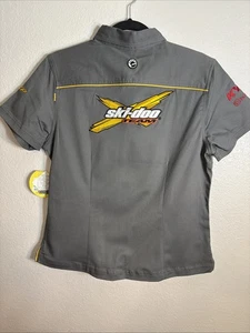 Womens Large BRP Ski-Doo Team Jersey Shirt Short Sleeve Rev XP Button Down Shirt - Picture 1 of 14