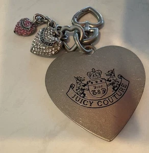 Vintage Keychain Juicy Couture Lg. Heart Two Marcosite Charms Rare Heart Design - Picture 1 of 7
