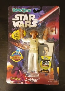 Star Wars Bend-Ems Admiral Ackbar Action Figure Pieghevole 1994 JusToys Nuovo Sigillato - Foto 1 di 2