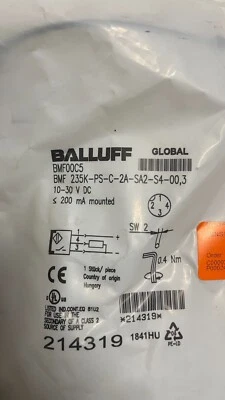 New Balluff BMF00C5 Sensor Magnetic Field T-slot Drop-in PNP N/O M12 .3m PUR - Image 1 of 4