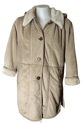 Abrigo de Invierno Big Chill 1X Para Mujer Sherpa Forrado Imitación Gamuza Adulto Tostado Chaqueta con Capucha Foto 1 de 4