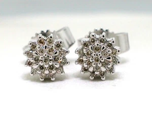 Paar Brillant Ohrstecker 585 Weißgold 14Kt Gold 38 Brillanten total 0,12ct - Bild 1 von 3