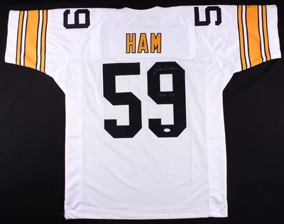 Jack Ham Signed Pittsburgh Steelers White Jersey Inscribed "HOF 88" (JSA COA) - Image 1 of 4