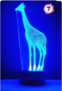 LED 3D Giraffe Lamp 7 color display USB 11" Night Light - Picture 1 of 18
