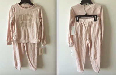 JUICY COUTURE BABY GIRL'S 2-PS. ВЕЛЮРОВЫЙ НАБОР, ОЧЕНЬ СВЕТЛО-РОЗОВЫЙ: ЛОГОТИП ТОП И БЕГУНЫ - Изображение 1 из 4