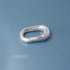 Solid Sterling Silver Oblong Carabiner Connector Clasp / Shortener 13.6mm #33230 - Picture 1 of 3