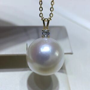 perfect 13 mm natural  round white freshwater  pearl pendant