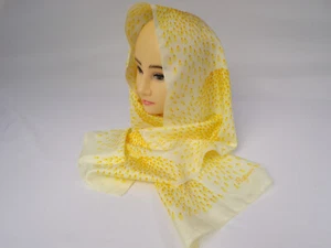 Vintage Ralfeaux Italy Scarf 54" x 12" Designer Pattern In Soft Yellows Poly D25 - Picture 1 of 8