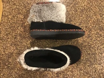 BEARPAW Boots Size 9 Women's Cold-Weather Boots Real Fur Suede Wool Lined Black - Image 1 of 4