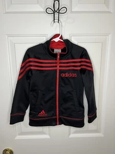 Adidas Boys Black Red Stripe Athletic Zip Jacket, 4T - Picture 1 of 4