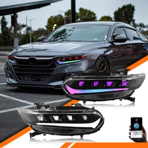 LED RGB Headlights For Honda Accord 2018-2021 DRL Lexus Style 8 Lens Demon Eyes - Picture 1 of 16