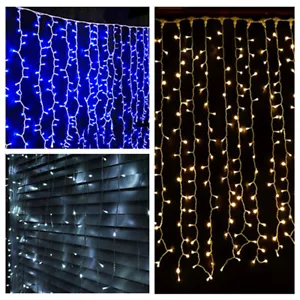 Weihnachten Wetterfest 200/300 LED Vorhang Lichterkette, 8 Stunden Timer, Speicher, 8 Modi - Bild 1 von 9