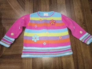 Hanna Andersson Sweater Girls Sz 4-5 110 Multi-Colored Flower Striped - Picture 1 of 9