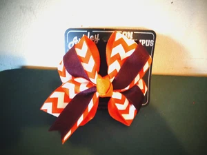 VIRGINIA TECH TEAM BARRETTE ASHLEY ON CAMPUS HANDMADE USA ORANGE BURGUNDY - Picture 1 of 2