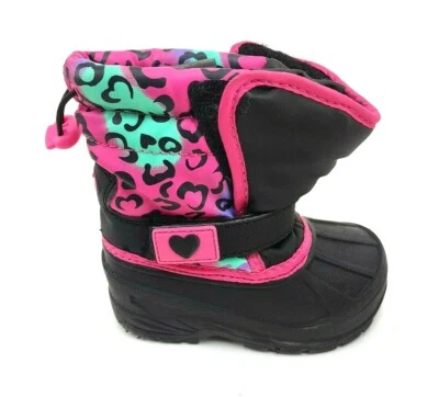 Athletech Girls Winter Boots US Size 6M Pink Black Hearts Cheetah New No Box   - Image 1 of 4